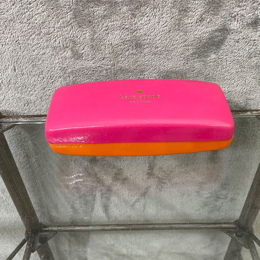 Kate Spade Rare Hot Pink Orange Clam Shell Sunglass Eyeglass Case Hard cover*